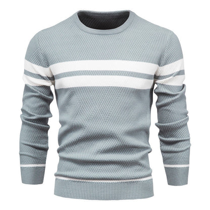 Soft Classic Men's Striped Sweater - Crew Neck, Knit Casual