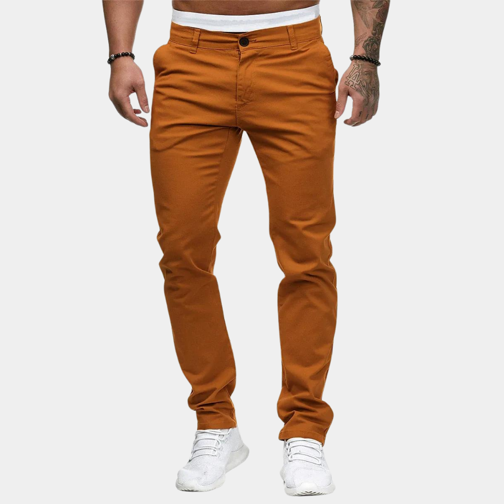 Versatile men's chinos – slim fit, breathable fabric, for summer outings 0