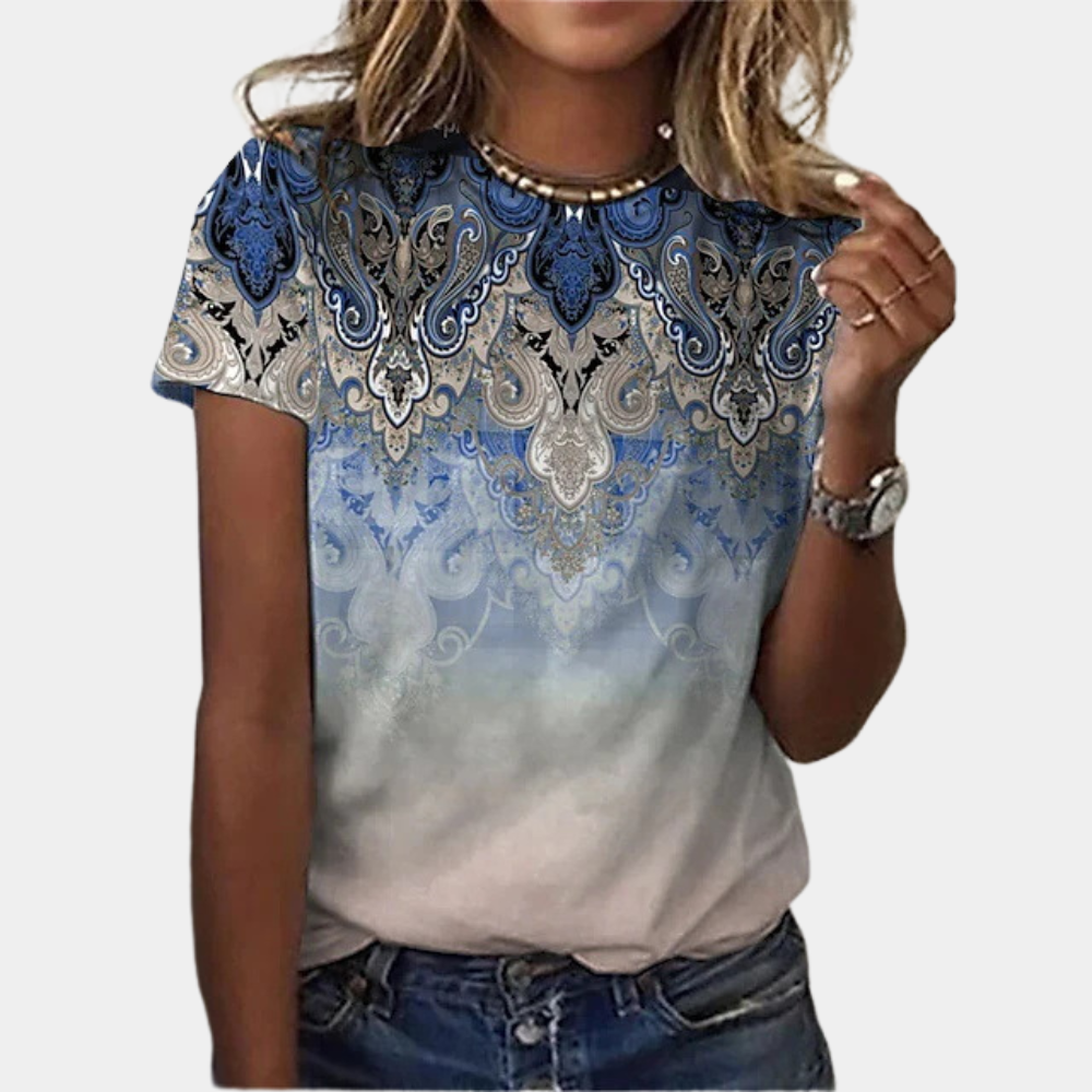 Vibrant women's summer blouse – abstract print, cotton, for spring and summer 0