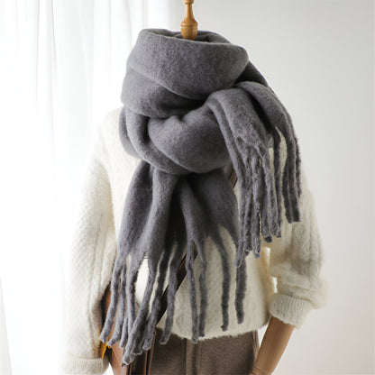Soft Women’s Scarf - Oversized Fringed Cashmere For Winter