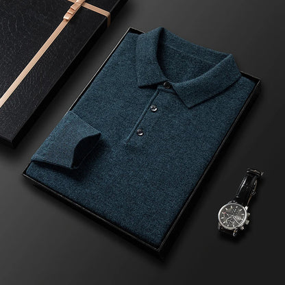 Soft Classic Men's Polo Sweater - Long Sleeve Knit, Casual