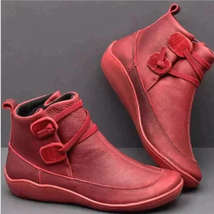 Waterproof Cozy Women's Ankle Boots - Slip On Leather, Rain