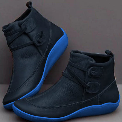 Waterproof Cozy Women's Ankle Boots - Slip On Leather, Rain