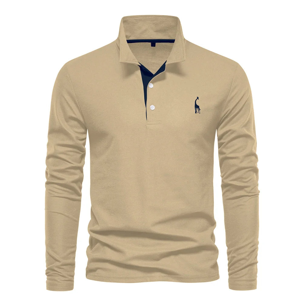 Soft Classic Mens Long Sleeve Polo - Collared Cotton Casual