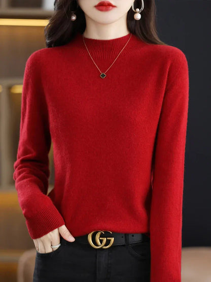 Soft Classic Women’s Pullover - Mock Neck, Wool, Work