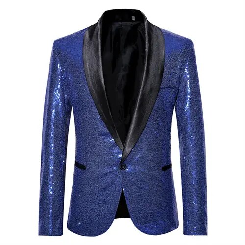 Waterproof men’s blazer jacket – fleece-lined, shiny gold sequin, for formal and casual occasions 3