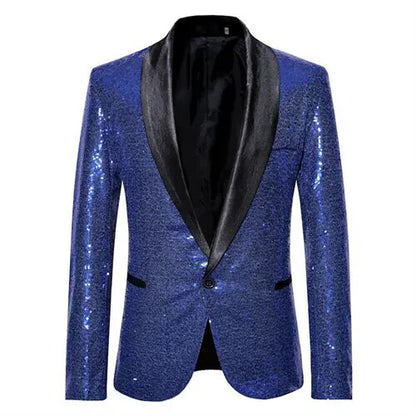 Waterproof men’s blazer jacket – fleece-lined, shiny gold sequin, for formal and casual occasions 3