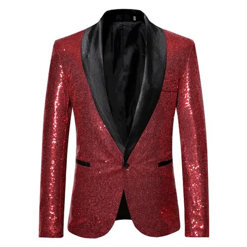 Waterproof men’s blazer jacket – fleece-lined, shiny gold sequin, for formal and casual occasions 5