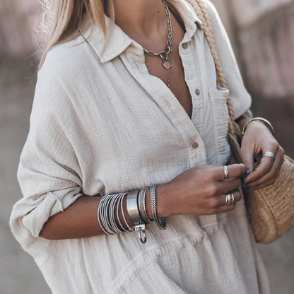 Relaxed Loose Women's Summer Dress in Breathable Fabric, Casual Chic Knee-Length Design for Effortless Style and Comfort-3