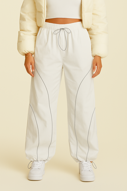 White Track Pants for Men, Comfortable Mens Sweatpants with Adjustable Waist and Pockets, Athletic Casual Wear-3