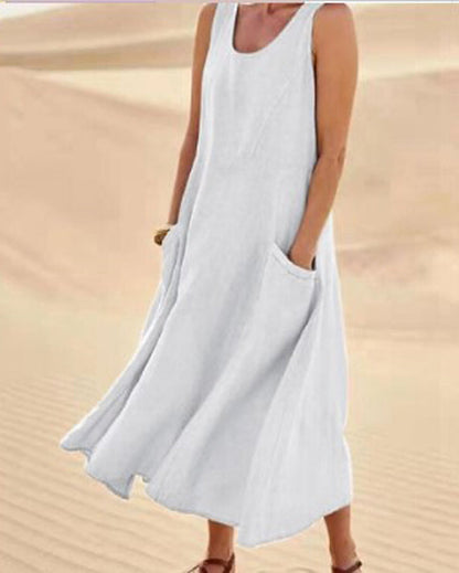 Womens Summer Dress with Pockets, Casual Knee-Length Cotton Dress for Everyday Comfort and Style-4