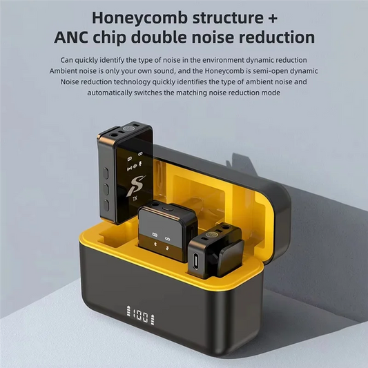 Wireless Lavalier Microphone with Noise Cancellation and LED Display for iPhone, iPad, and Android Devices 0