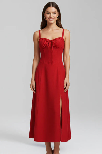 Vestito leggero da donna - spalline sottili, midi floreale fluido, poliestere, per l’estate