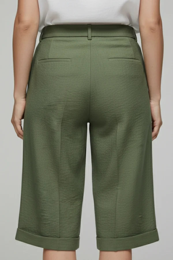 Atmungsaktive Damen-Shorts – lässig, knielang, gerade geschnitten, Baumwoll-Leinen, für sommerliche Freizeitkleidung
