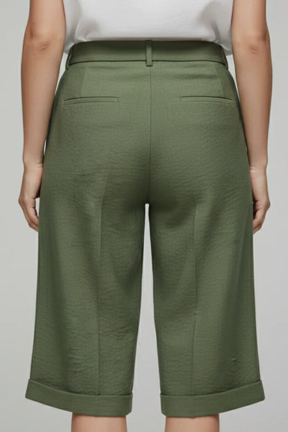 Atmungsaktive Damen-Shorts – lässig, knielang, gerade geschnitten, Baumwoll-Leinen, für sommerliche Freizeitkleidung