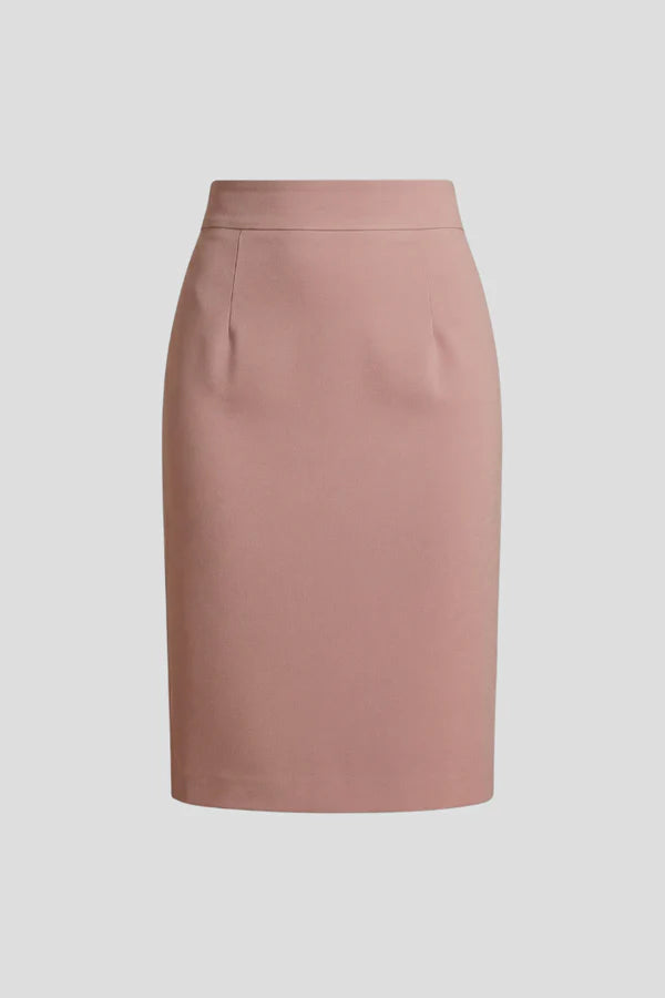 Gonna a matita elasticizzata da donna - vita alta valorizzante, poliestere, per abbigliamento da ufficio