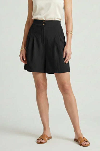 Shorts doux pour femmes - taille haute, jambe large, coupe décontractée, polyester, tenue quotidienne