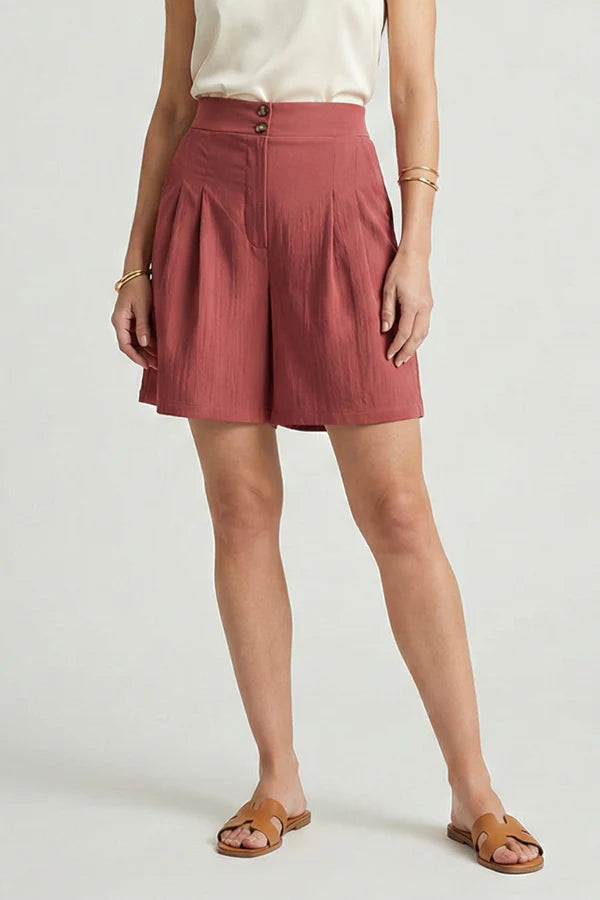 Shorts doux pour femmes - taille haute, jambe large, coupe décontractée, polyester, tenue quotidienne