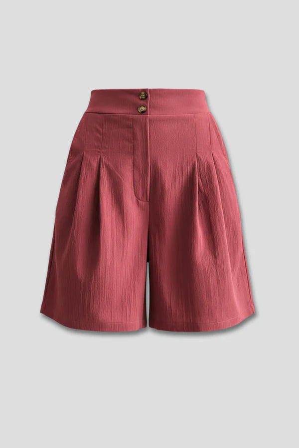 Shorts doux pour femmes - taille haute, jambe large, coupe décontractée, polyester, tenue quotidienne