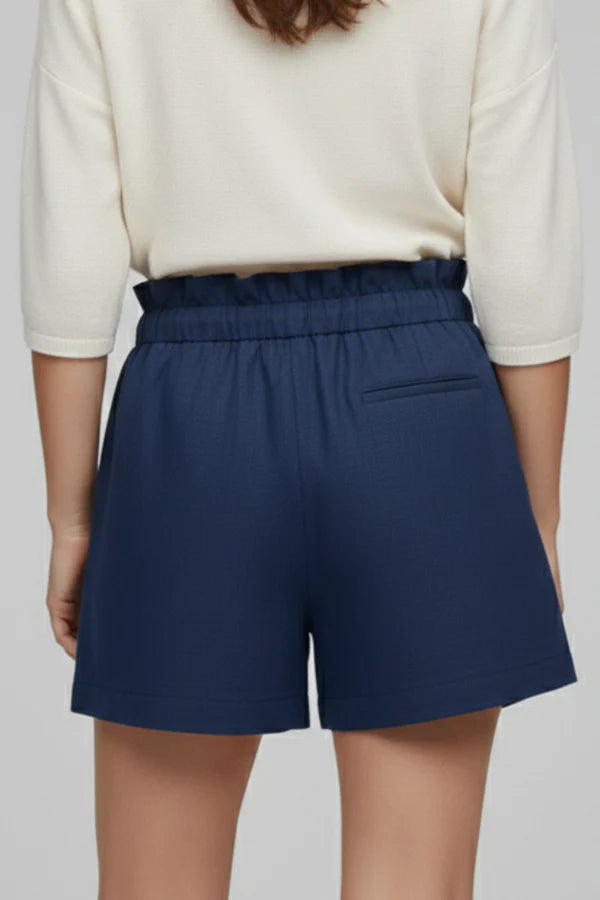 Leichte Damen-Shorts – hohe Taille mit Schnürung, weiter lockerer Schnitt, Baumwolle, vielseitige Freizeitkleidung
