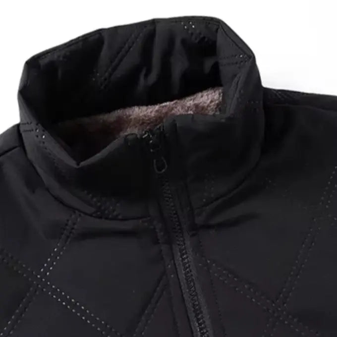 Windproof Men’s Jacket - Quilted Bomber Fleece Lined Hiking