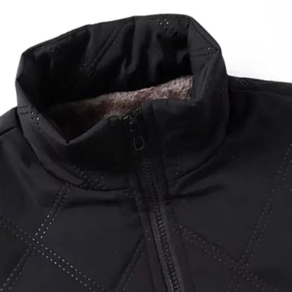 Windproof Men’s Jacket - Quilted Bomber Fleece Lined Hiking