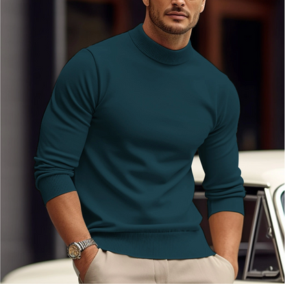Soft Classic Men's Sweater - Slim Mock Neck, Cotton, Casual