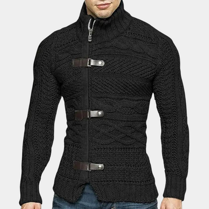 Warm Men’s Turtleneck Sweater - Shawl Collar, Merino