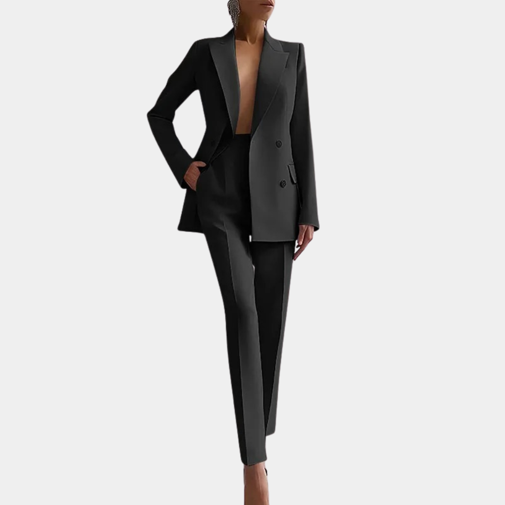 Zeitloser Damenanzug – eleganter Blazer und Slim-Fit Hose, hochwertige Stoffe, für Büro und festliche Anlässe 1