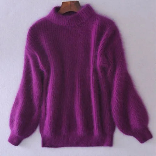 Varm og hyggelig damesweater med høj hals - Oversized blød strik