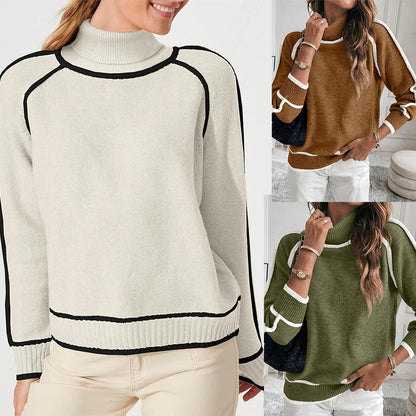 Warm Women Highneck Sweater - Raglan Cut Poly Knit Winter