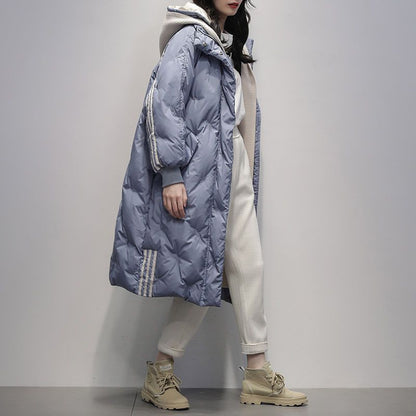 Insulating Womens Down Coat - Midlength Oversized Chenille