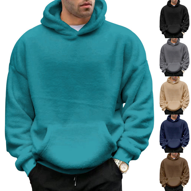 Soft Relaxed Men's Hoodie - Pullover, Double Velvet, Winter