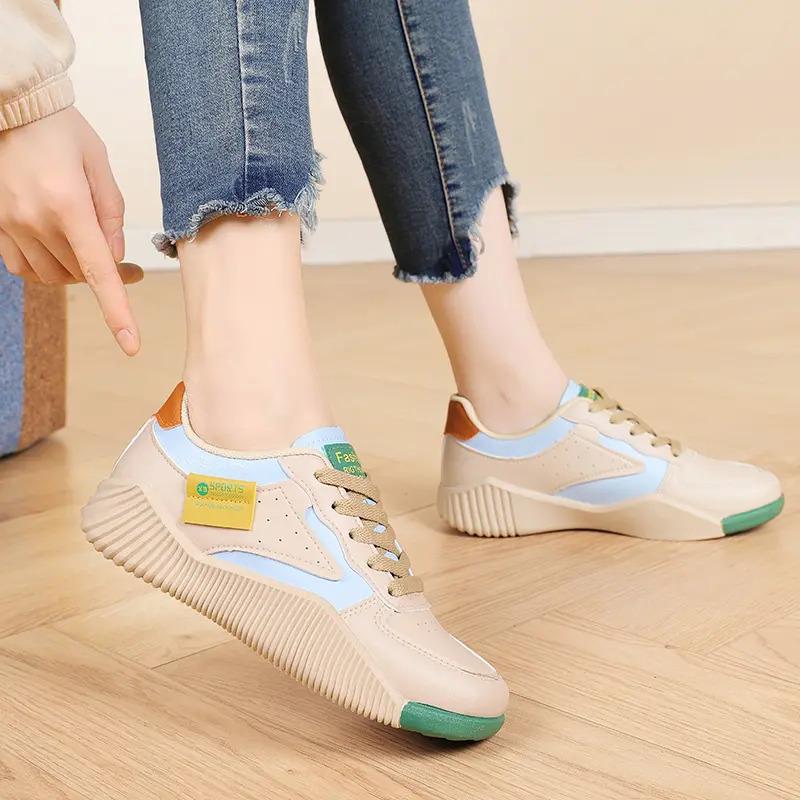 Soft durable women's sneakers - low-cut, genuine leather upper, for running daily workouts