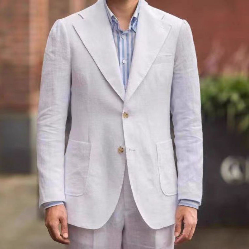 Breathable Men's Blazer – Slim-Fit Neapolitan Casual, Cotton Blend, Everyday Wear