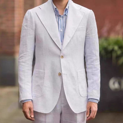 Breathable Men's Blazer – Slim-Fit Neapolitan Casual, Cotton Blend, Everyday Wear