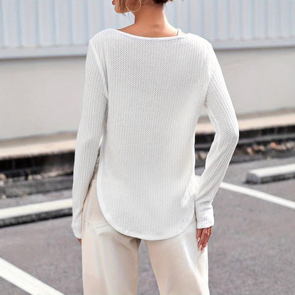 Lightweight Womens Textured Knit Tee - Curved Hem, Poly
