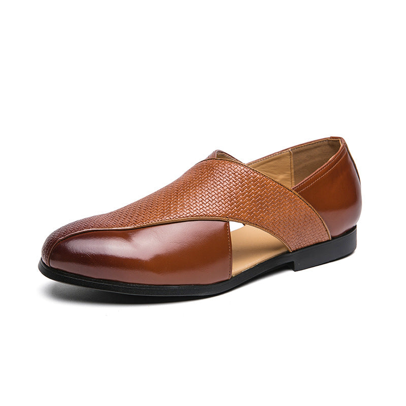 Atmungsaktive Herren-Slipper – gewebtes PU-Obermaterial, lässiges Sommerschuhwerk für den täglichen Weg zur Arbeit