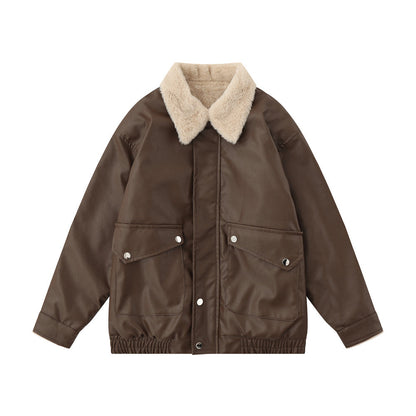 Chaqueta cálida para hombre – inspirada en motos, holgada, de cuero PU, para otoño e invierno, ropa urbana