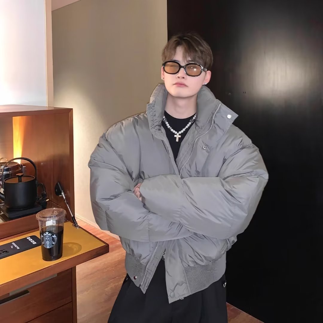 Isolierende Herren Kurze Steppjacke - Boxy Kurz, Leinen