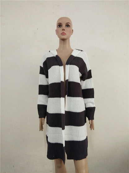 Warm Women’s Hooded Cardigan - Mid Length, Acrylic, Casual