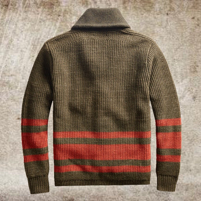 Warm Mens Cardigan Jacket - Shawl Collar, Cotton, Fall