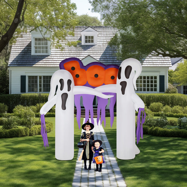 9.8ft White Ghost Arch Inflatable Halloween Yard Decor