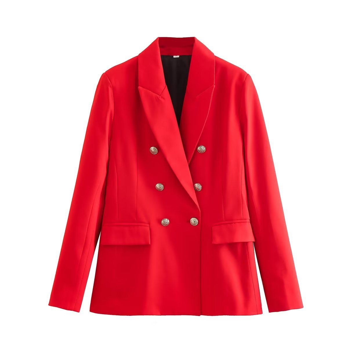 Fitted women's blazer - double-breasted, polished silhouette, polyester, autumn office wear