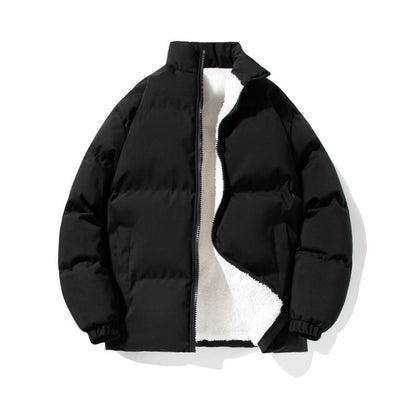 Insulating Men's Puffer Jacket – Stand-Up Collar, Lambswool