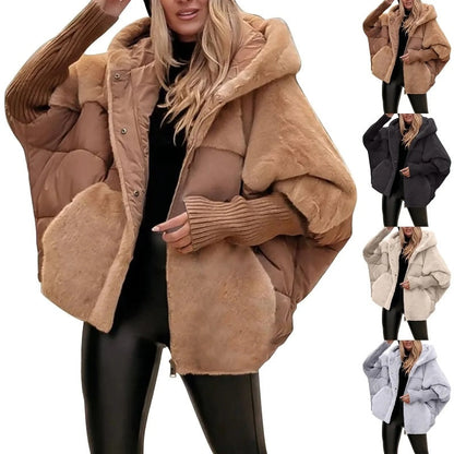 Insulating Womens Hooded Coat - Oversized Faux Fur Winter