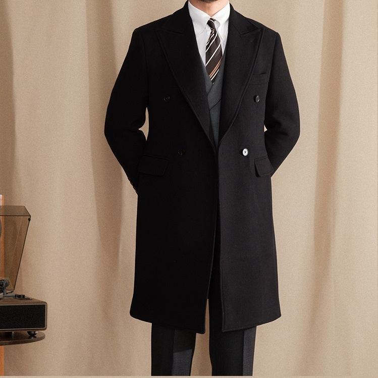 Insulating Men's Double-Breasted Midcoat - Wool, Winter