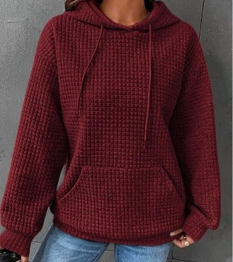 Soft Cozy Women’s Hoodie Sweater - Waffle Knit Layering