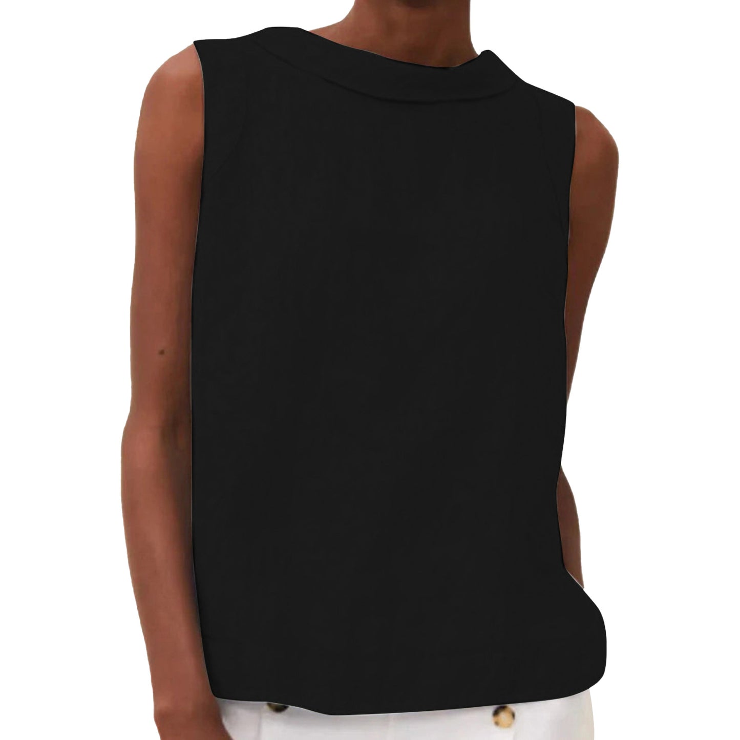 Lightweight women's tank top - round-neck pullover, cotton blend, casual summer wear