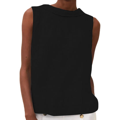 Lightweight women's tank top - round-neck pullover, cotton blend, casual summer wear